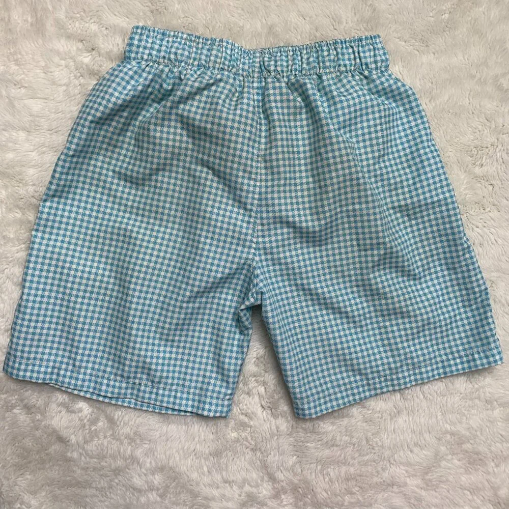 Pili Carrera Toddler Blue Checkered Boy Swimming Trunks Size 8 Years